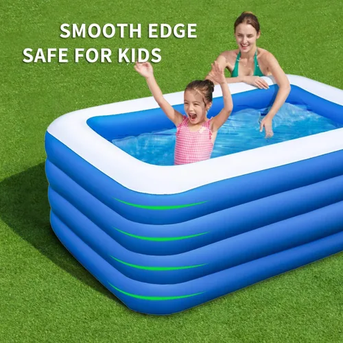 Vista 3 de Piscina inflable, piscina familiar inflable de 70 x 55 x 29 pulgadas, fiesta acuática de verano, adultos, al aire libre, jardín, patio trasero