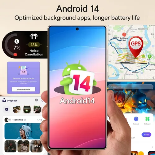 Vista 4 de Teléfonos desbloqueados, 12GB+512GB teléfonos Android desbloqueados, 5G Android 14 Smartphone, Snapdragon888, 5000mAh (plateado)