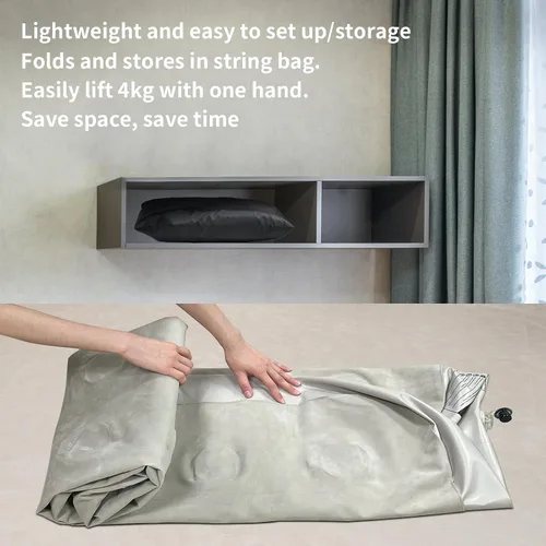 Vista 7 de Colchón de aire tamaño individual con bomba de inflado rápido, colchón inflable de parte superior ondulada, cama de aire duradera para el hogar