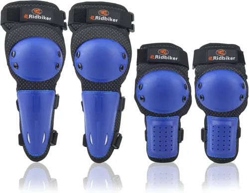 Vista 9 de RIDBIKER Espinilleras de motocross para niños y jóvenes, protector antideslizante 2 en 1, coderas, ajustable, equipo de motocross, juego de armadura
