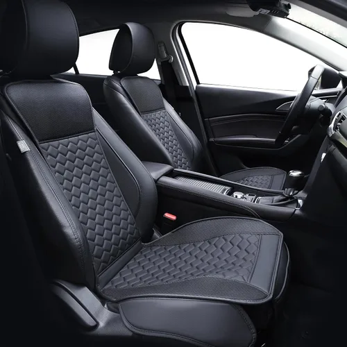 Vista 7 de Elantrip Fundas para Asiento de Coche de Cuero, Protector de Asiento de Coche para Mujeres, Compatible con Airbag, Funda de PU con Patrón de Beige