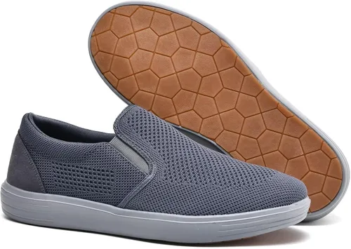 Vista 2 de konhill Zapatos deportivos sin cordones para hombre, mocasines de punto, informales, para caminar, conducir, trabajo, zapatos de espuma