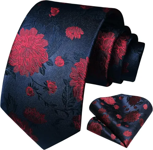 Vista 80 de Corbatas florales tejidas clásicas para hombre, corbata cuadrada de bolsillo, corbatas formales para hombres, boda con pañuelo