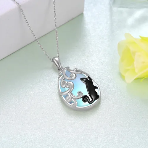 Vista 3 de Feijiesi Animal Necklace Sterling Silver SnakeDeerBatHighland CowPandaKoalaCat Pendant Necklace Animal Jewelry Gifts for Women Girls
