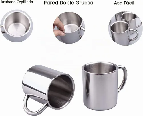 Vista 7 de IMEEA Tazas irrompibles para niños, tazas de camping de doble pared, 7.5oz/220ml, taza de acero inoxidable con asa, juego de 2