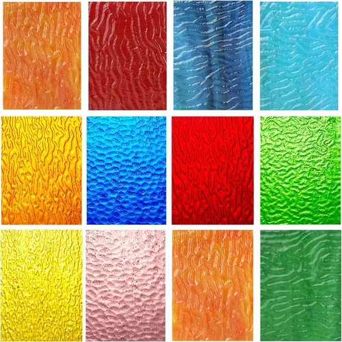 Vista 13 de Lanyani (10 hojas) Paquete de hojas de vidrio de colores azules variedad 4 x 6 pulgadas de vidrio de arte opalino Tiffany, texturas mixtas