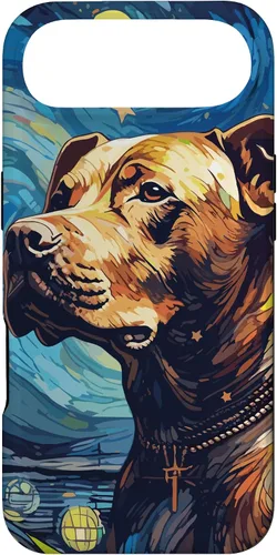Vista 27 de Funda para iPhone 16 Pitbull Starry Night para perro, mamá, perro, papá