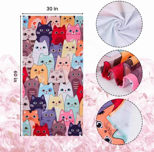 Vista 3 de LIVILAN Toalla de playa grande con diseño de gato gatito, microfibra suave, absorbente, de secado rápido, sin arena, ligera, multiuso para baño