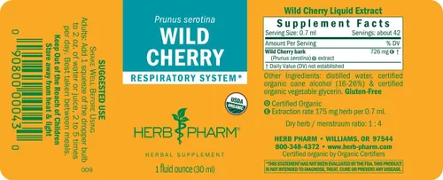 Vista 9 de Herb Pharm Extracto líquido orgánico certificado de corteza de cereza silvestre para apoyo respiratorio - 1 onza