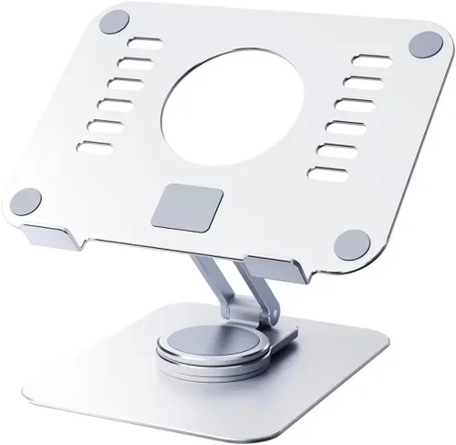 Vista 8 de Soporte acrílico giratorio de 360° para tableta, soporte de escritorio ajustable plegable transparente compatible con iPad Pro, Air, Mini, Kindle