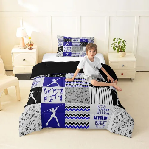 Vista 71 de Erosebridal Softball Comforter Set Patchwork Buffalo Plaid Twin Bedding Sets for Girls Kids Teens Child Galaxy Stars Ball Game Baseball Comforter