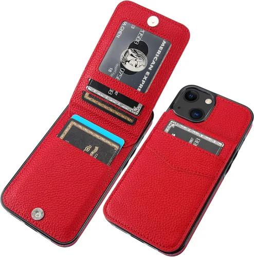Vista 15 de KIHUWEY Funda Cartera Compatible con iPhone 13 con Soporte para Tarjetas de Crédito, Cierre Magnético de Cuero Premium con Soporte, Funda Protectora