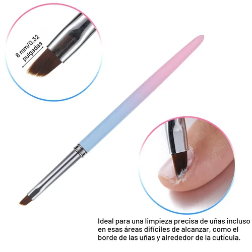 Vista 3 de Cepillos de limpieza de uñas, cepillos de uñas para limpiar errores de esmalte en las cutículas, cepillo de uñas resistente a acetona, cepillos