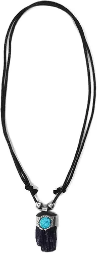 Vista 2 de Mia Jewel Shop Collar ajustable de crisocolla de metal plateado y curativo natural, con dije de cristal curativo, joyería hecha a mano para mujer