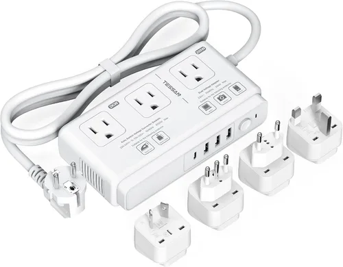 Vista 11 de TESSAN - Convertidor de voltaje de viaje de 220 V a 110 V, color negro