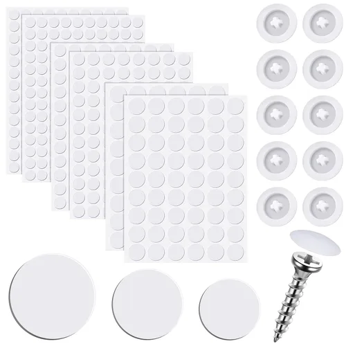 Vista 10 de Eersida 100 piezas de tapas para tornillos plásticos autorroscantes y 580 piezas de pegatinas autoadhesivas para cubrir agujeros de tornillos