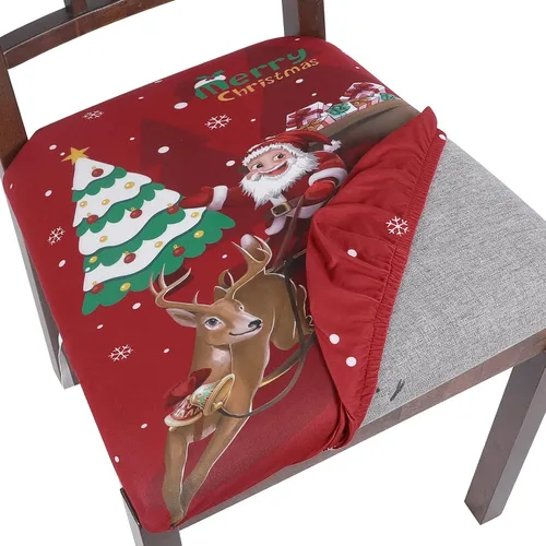 Vista 18 de SearchI Juego de 2 fundas de asiento para sillas de comedor, fundas de asiento elásticas con estampado, extraíbles y lavables, fundas de cojín