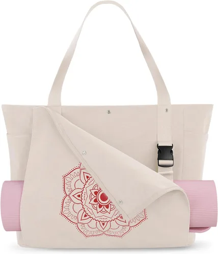 Vista 12 de Gonex Bolsa para Esterilla de Yoga, Bolsa de Gimnasio Tipo Tote con Múltiples Bolsillos para Mujeres y Hombres, Portaesterillas de Yoga de Lona