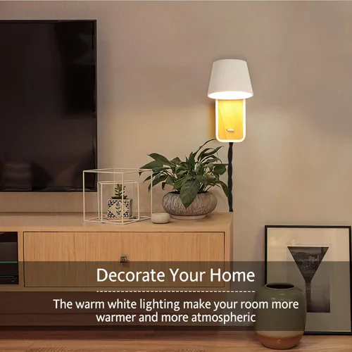 Vista 5 de Lámpara de pared moderna con cable de enchufe para dormitorios, pasillo, sala de estar, accesorio de iluminación de montaje contemporáneo