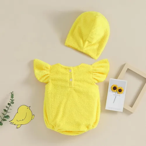 Vista 3 de Lefyira Disfraz de pollo para bebé, mameluco de invierno para niña, overol de dibujos animados, trajes de fotografía para recién nacidos, 0-24 meses