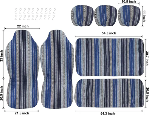 Vista 6 de uxcell 7pcs Manta Durable Baja Bucket Seat Protector para Coche Auto Azul
