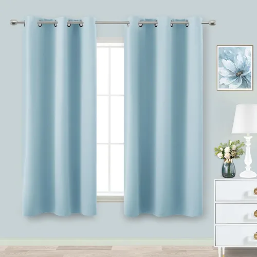 Vista 74 de KOUFALL Cortinas de Baño Aqua para Ventana, Juego de 2 Paneles Decoración Costera Cortinas Cortas Opacas para Ventana Pequeña de Cocina Puerta