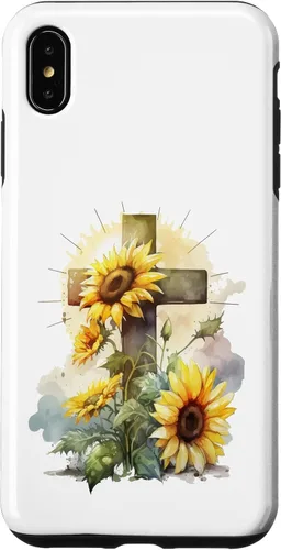 Vista 11 de Faith Christian Cross Watercolor Sunflower Flowers Case for iPhone 17