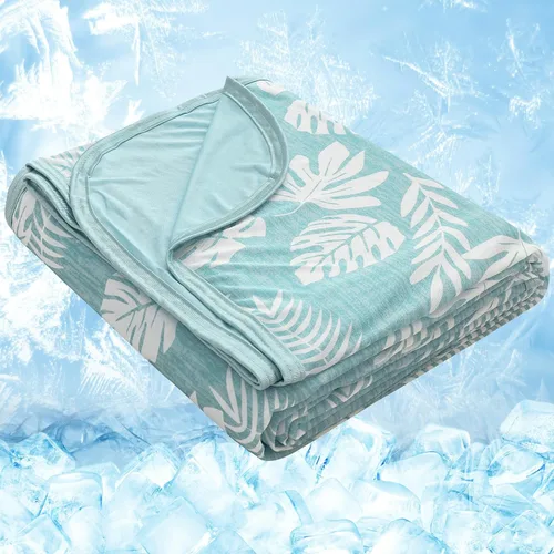 Vista 24 de OIGAE Manta refrescante para personas que duermen con calor – Manta fría de verano suave y ligera para sudores nocturnos, perfecta para cama, sofá