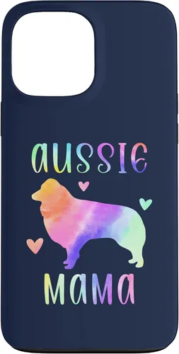 Vista 23 de iPhone 16 Aussie Mama Australian Shepherd Mom Rainbow Watercolor Case
