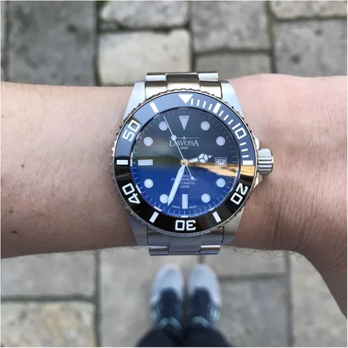Vista 7 de Davosa Swiss Made - Reloj analógico automático Ternos profesional, correa de muñeca de acero inoxidable, bisel de cerámica premium