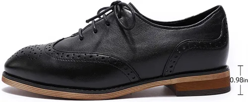 Vista 2 de Mona flying Zapatos de cuero perforados con cordones Oxfords Brogue Wingtip Derby para mujer