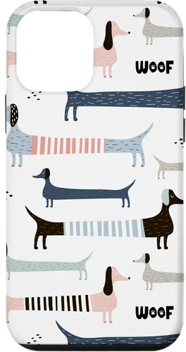Vista 16 de Dachshund Weenie Weiner Dog - Carcasa para iPhone 17, diseño azul, rosa y blanco
