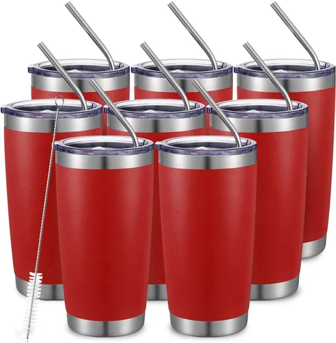 Vista 10 de COMOOO Vaso Térmico de 20 onzas al por Mayor con Aislamiento al Vacío de Doble Pared, Taza de Viaje de Acero Inoxidable con Tapa y Pajita