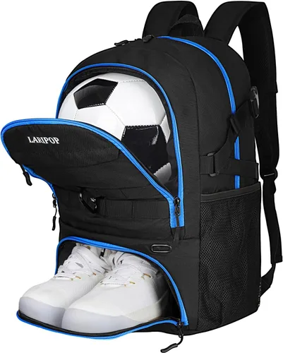 Vista 17 de LARIPOP Mochila de Fútbol, Bolsa de Fútbol con Soporte para Balón y Compartimento para Zapatos, Bolsas de Entrenamiento para Equipos Deportivos