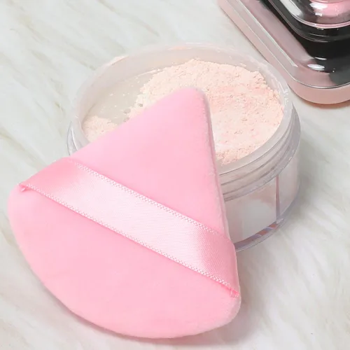 Vista 4 de Ocim 6 piezas de esponjas para polvo facial, esponjas de terciopelo suaves y triangulares para maquillaje, esponjas prensadas, esponjas aplicadoras