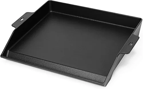 Vista 13 de Utheer Kit de plancha, 17 x 13 pulgadas de hierro fundido pre-sazonado con 5 herramientas de nailon antiadherentes sin arañazos, segura, parrilla