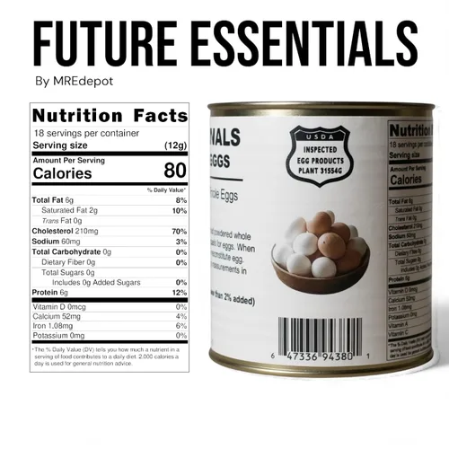 Vista 2 de Future Essentials - Huevos enteros en polvo, lata de 8 onzas, vida útil