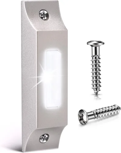 Vista 9 de Enhon - Botón de timbre iluminado con cable, botón de montaje en pared de metal, color negro Heavy-duty metal wired doorbell button with LED