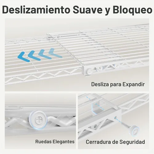 Vista 3 de VIPEK X1 Perchero de Ropa Extensible Uso Pesado Ajustable de 2' a 3'5" con Estantes Flexibles y Barras Colgadoras Percheros de Metal para Ropa Blanco