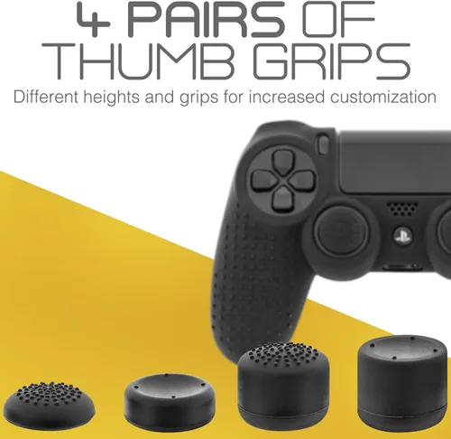 Vista 3 de Fosmon Funda protectora de silicona antideslizante compatible con Sony PlayStation PS4 SlimPRO 4 DualShock Controller (negro)