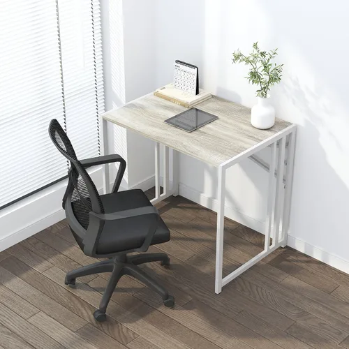 Vista 2 de Lutown-Teen Escritorio pequeño plegable de 32 pulgadas, escritorio pequeño de oficina sin necesidad de montaje, escritorio para computadora de Beige