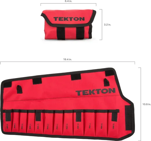 Vista 5 de TEKTON Rollo de llave combinada rechoncha de 12 herramientas (0.315-0.748 in) ORG27212