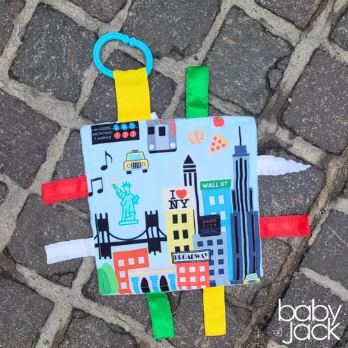 Vista 7 de Baby Jack & Co - Juguetes para bebés de 8 x 8 pulgadas, diseño de Nueva York, suave y seguro, aprende ciudades y formas de Estados Unidos, juguete