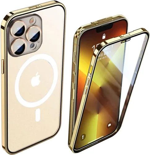 Vista 11 de Funda para iPhone 14 Cubierta de hebilla de doble cara Cubierta de pantalla y cámara Cubierta protectora de parachoques de metal Funda transparente