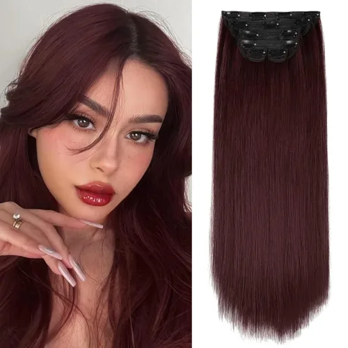 Vista 8 de WECAN Extensión de cabello con clip, de 20 pulgadas, mezcla de rubio ceniza y rubio decolorado, 6 piezas, extensiones de cabello largo ondulado