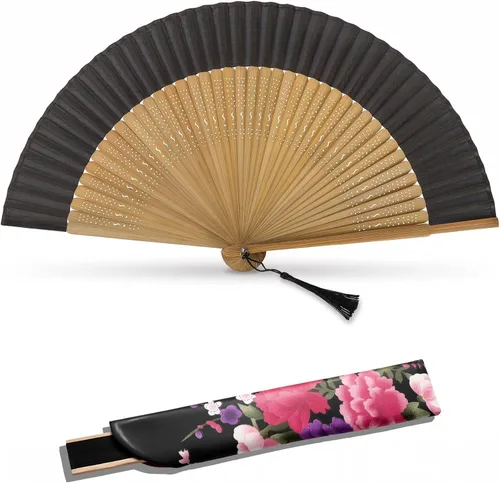 Vista 6 de Ventilador de mano plegable para mujer, ventilador de mano, marrón