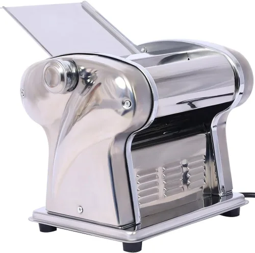 Vista 6 de Máquina eléctrica para hacer pasta, rodillo de fideos de acero inoxidable con motor integrado de 60 W, 8 ajustes de grosor, cortador de fideos