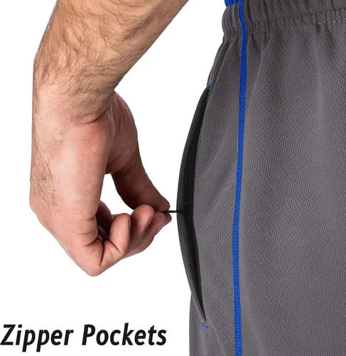 Vista 4 de Magnivit - Pantalones deportivos ligeros para hombre, ajuste holgado, parte inferior abierta, de malla, atléticos, con bolsillos con cremallera