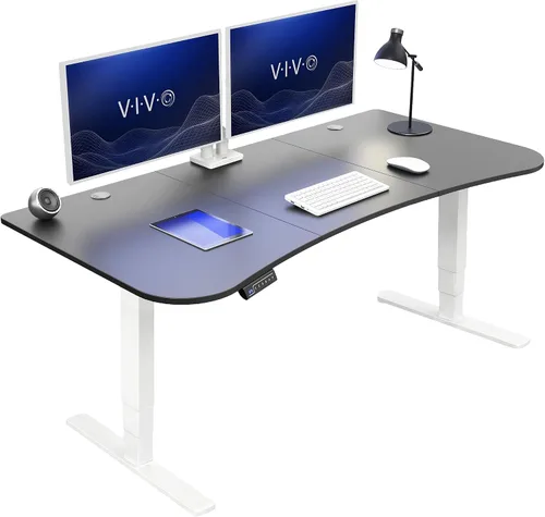 Vista 10 de VIVO - Escritorio eléctrico de pie de 71 x 30 pulgadas con marco de bambú real, ajuste de pantalla táctil, soporte de marco de 176 lb, serie 2E