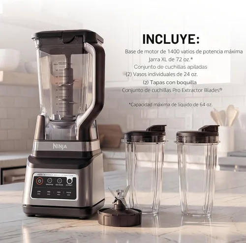Vista 8 de Ninja BN751 Professional Plus DUO Licuadora, 1400 vatios máximo, 3 programas de Auto-IQ para batidos, bebidas congeladas y extracciones